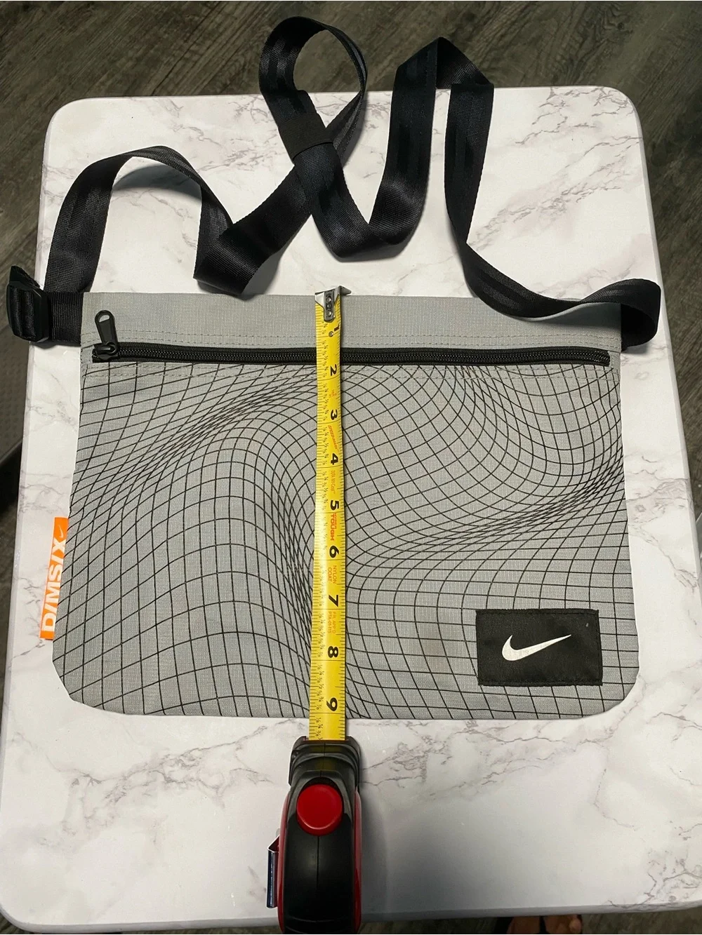 Nike Tech Crossbody Bag Gray Warped Grid Print Adjustable Sling Pouch NWOT